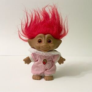Ace Novelty Troll Doll with Red Hair Jewel and Pink Outfit